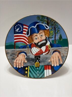 Hand-Painted Patriotic Clown Decorative Plate - Blue, Red, White - Red Skelton